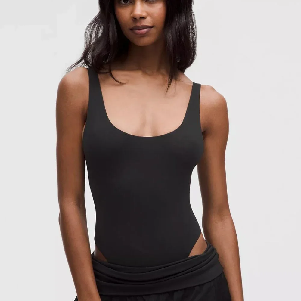 Lululemon Wundermost Nulu Mesh Bodysuit Black Size M New With Tags - Picture 2 of 15